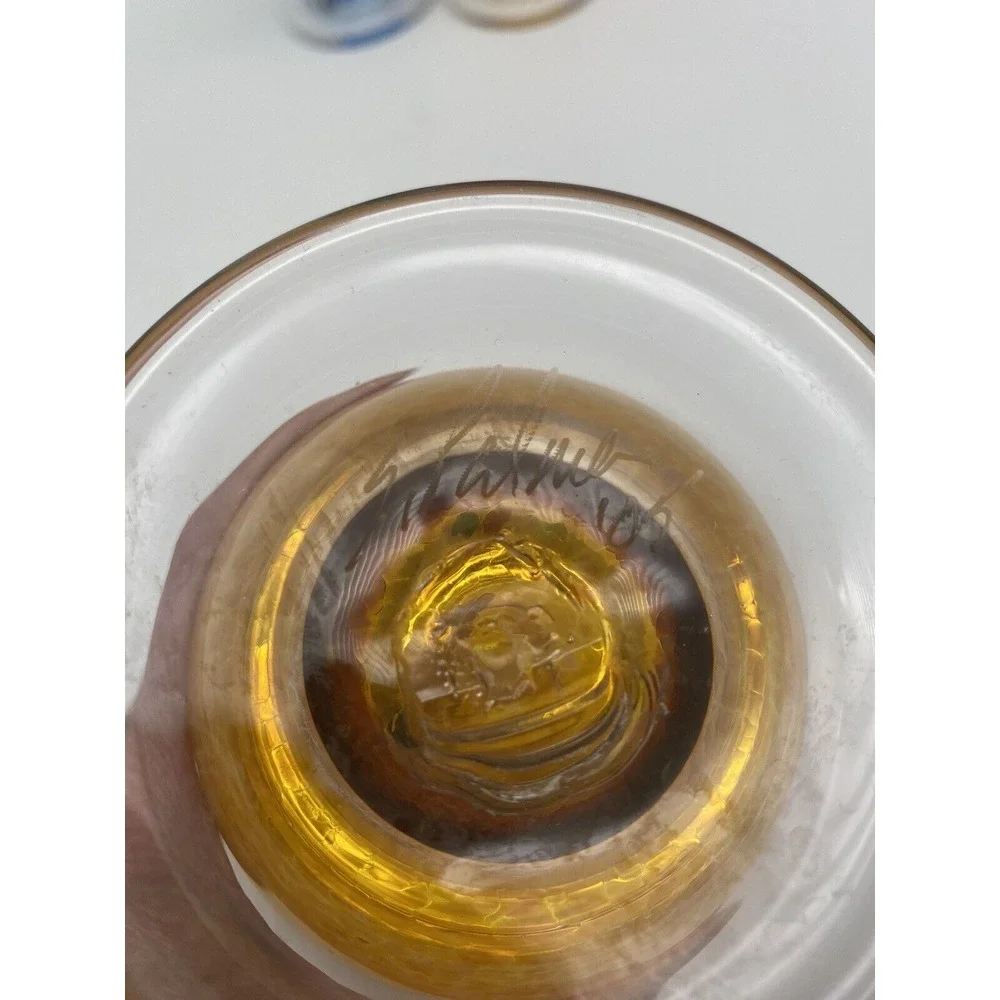 S.Palmer‎ SIGNED Hand Blown Glasses Tumblers Set Of 3 Speckled 8.5